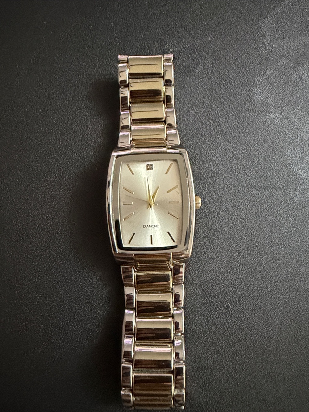 Gold-Tone Men's Rectangular Dress Watch - Classic Stainless Bracelet